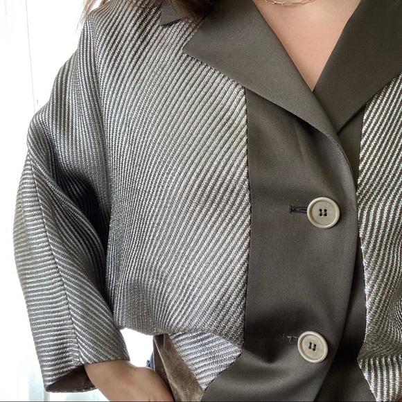 ETRO Metallic Silver Batwing Evening Jacket 42 - Picture 2 of 14